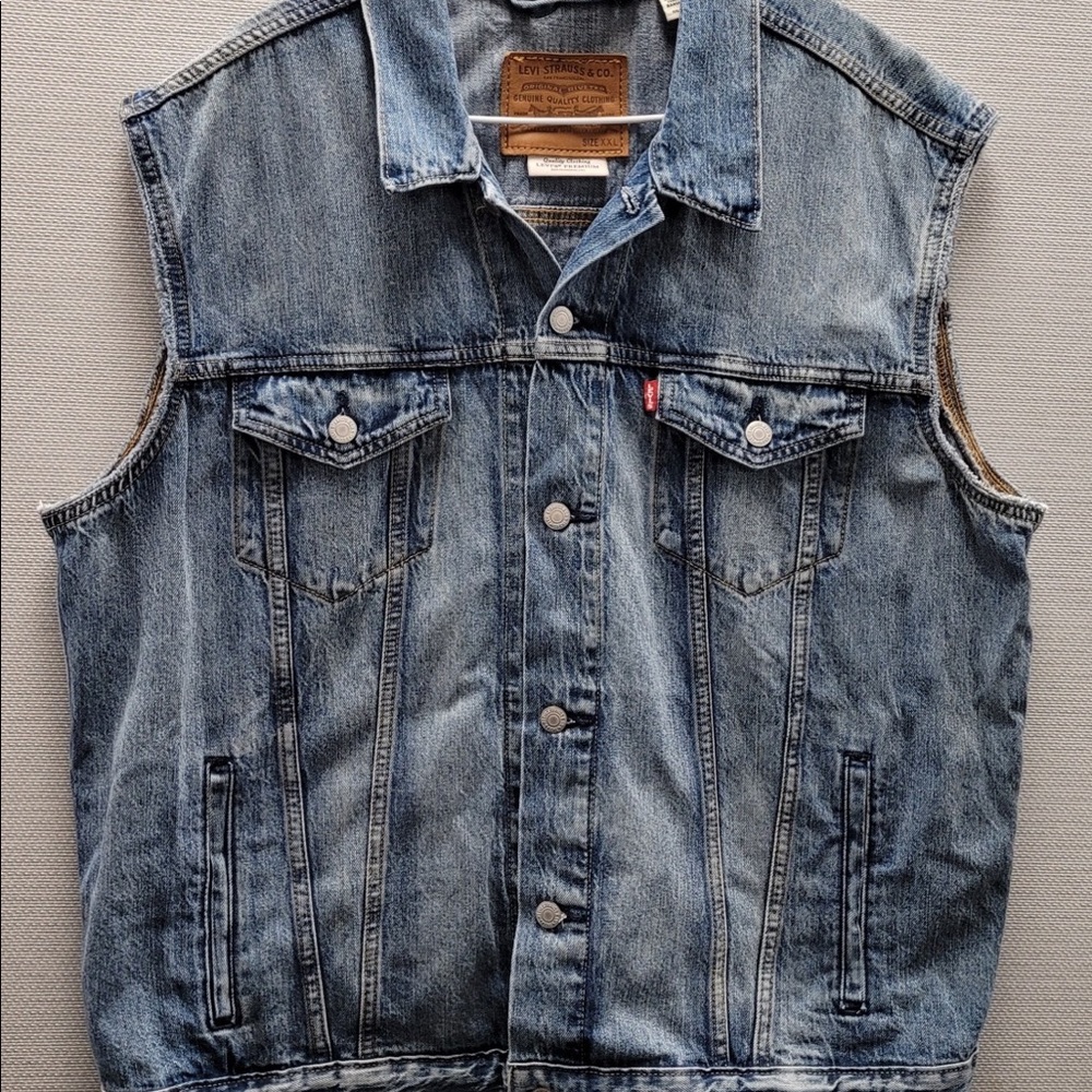 Levis Strauss Denim Button Up Vest Size XXL